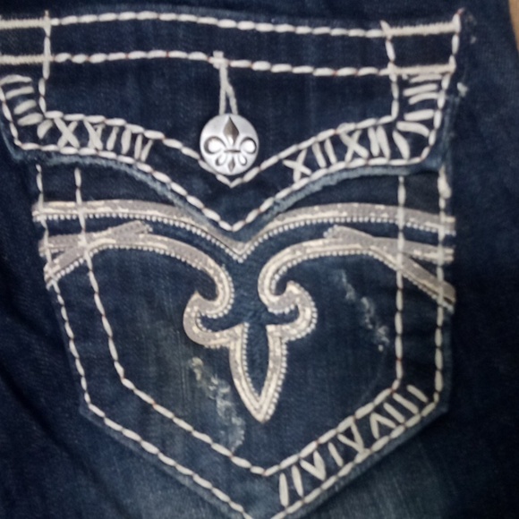 Rock Revival Women's 26 Straight Morgan Distressed Faux Leather Flap Pockets NWT - Picture 3 of 12